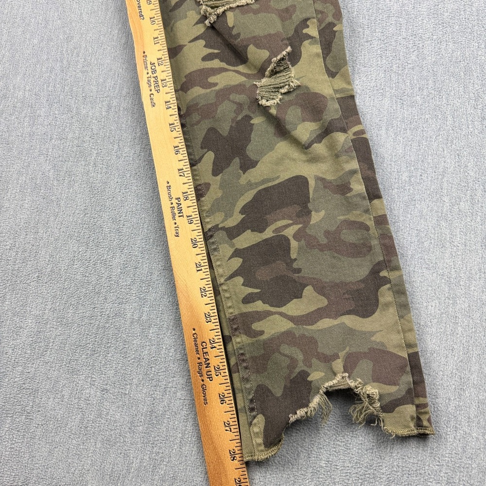 Zara‎ Jeans Womens 10 Fits 33x28 Green Skinny Camouflage Distressed Frayed Hem - Picture 9 of 14